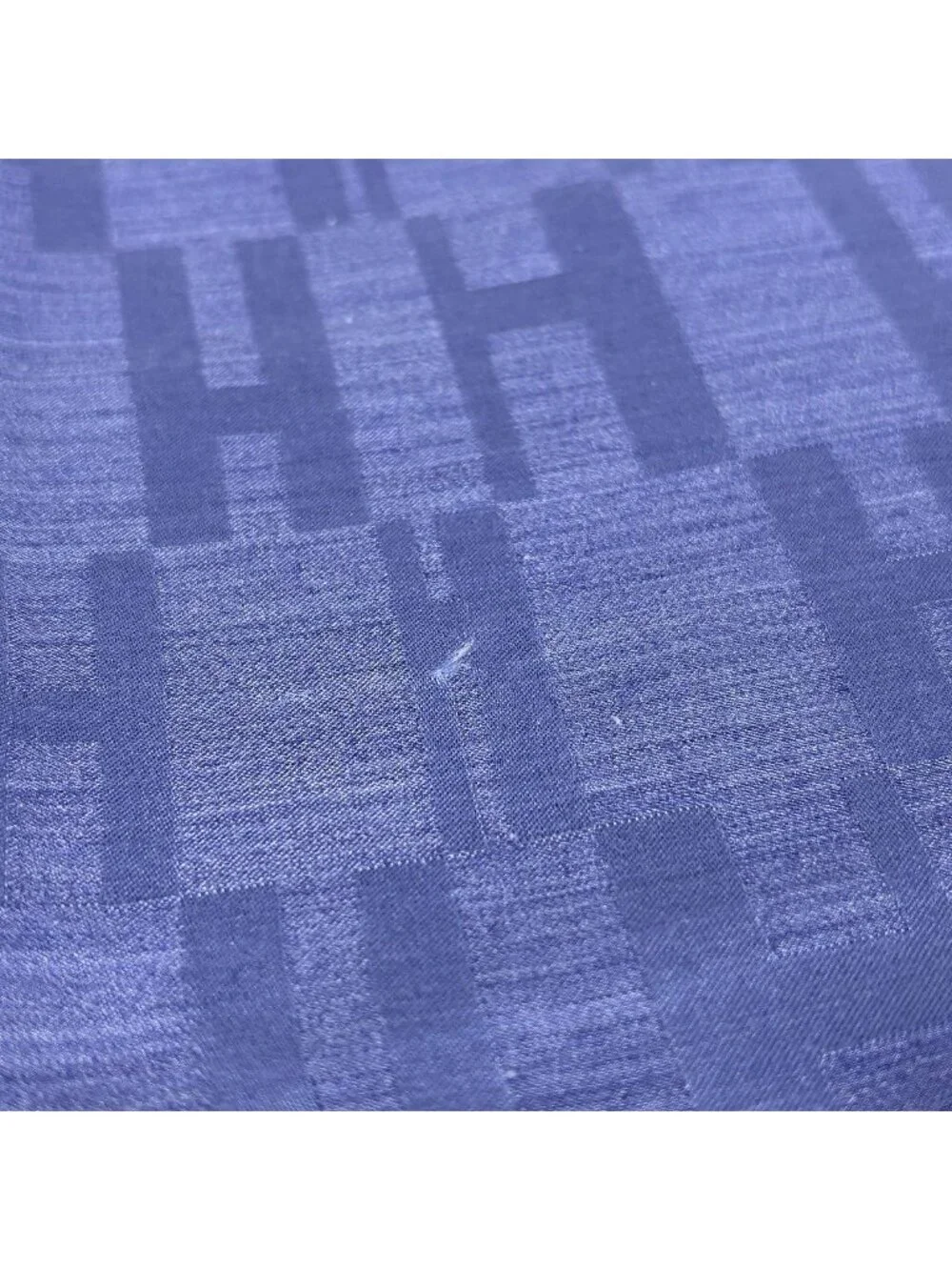 Hermes Grand Ash Shawl Logo Silk Wool Blue Scarf